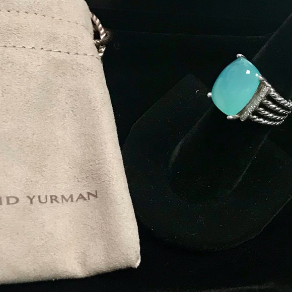 David Yurman Aqua Chalcedony Stone Ring Size 7 - Picture 2 of 4